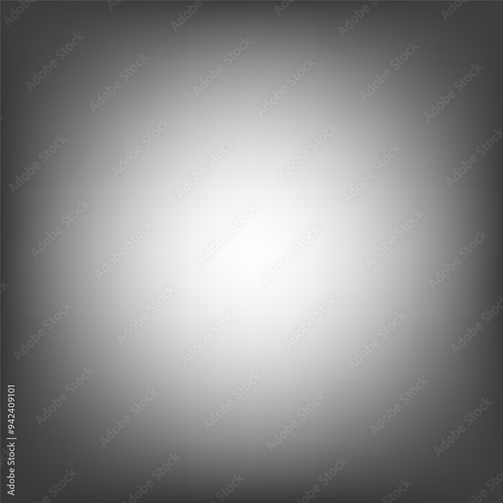 Gradient background vector. Smooth white center. Dark gray vignette. Subtle light transition.