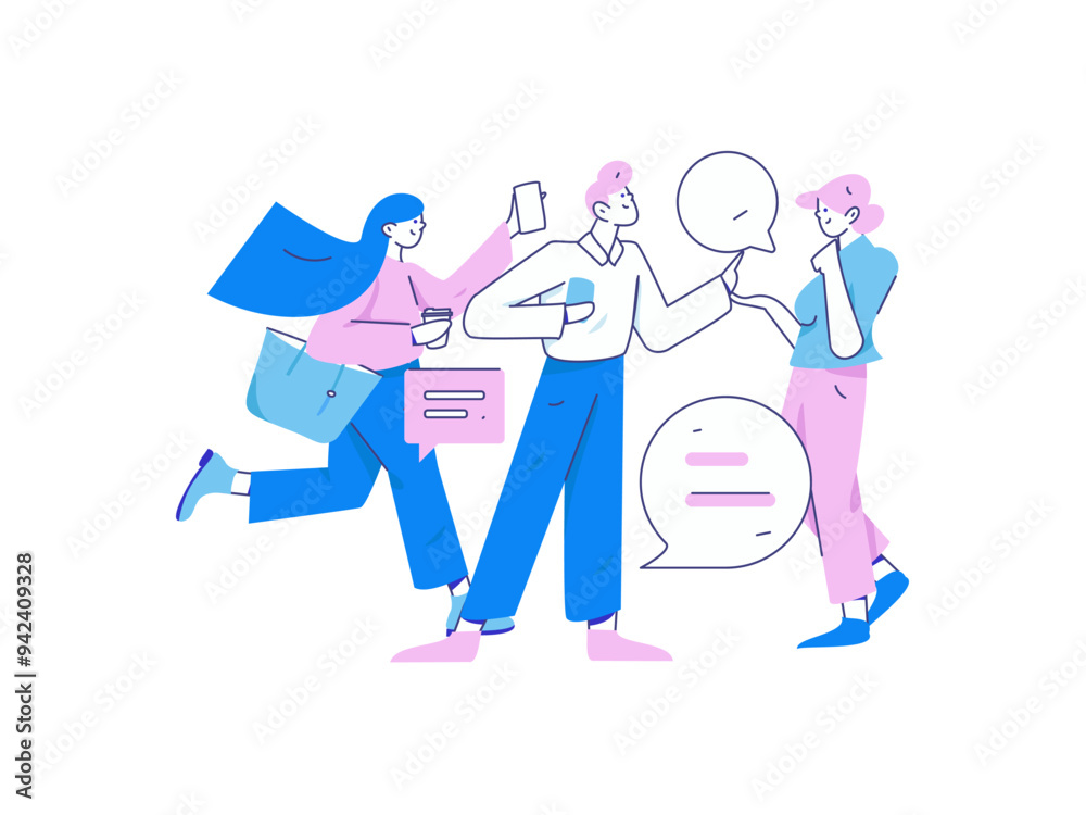 Virtual characters social communication concept business flat vector hand drawn illustration
Virtual characters social communication concept business flat vector hand drawn illustration