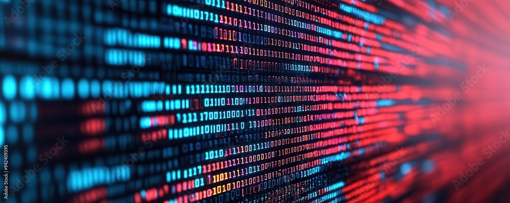 Fototapeta premium Gradient abstract representation of digital transformation, where virtual data, tunnel vision, landscape, underground backdrop,