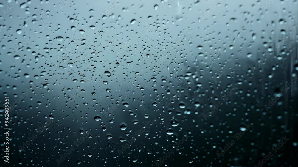 Gloomy Reflection: Raindrops on Glass with a Dark Background Gloomy Reflection: Raindrops on Glass with a Dark Background