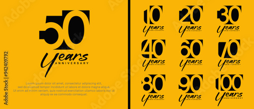 anniversary logo set. vector design black color can be use for celebration moment