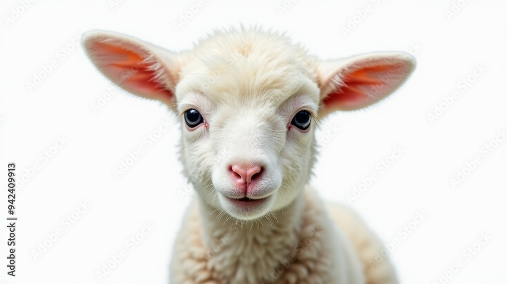 Fototapeta premium A baby lamb with big ears and a cute smile