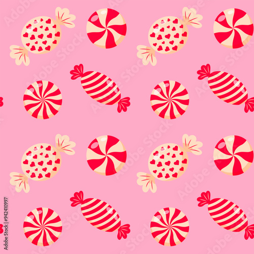 Christmas peppermint swirl candies seamless pattern. Christmas peppermint swirl candies seamless pattern.