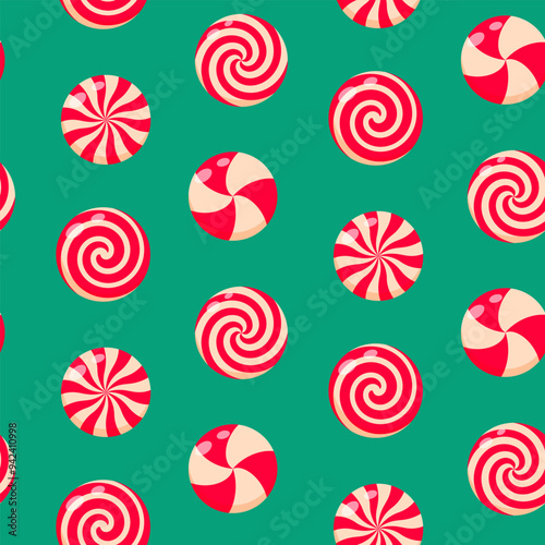 Christmas peppermint swirl candies seamless pattern. Christmas peppermint swirl candies seamless pattern.