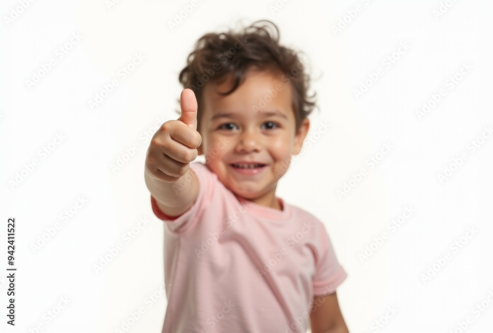 A young child is smiling and giving a thumbs up A young child is smiling and giving a thumbs up