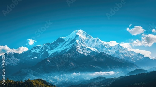 majestic mountain range under a clear blue sky