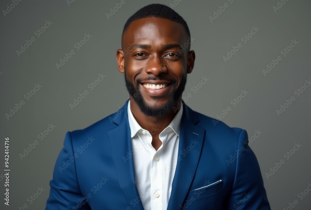 A man in a blue suit and white shirt is smiling A man in a blue suit and white shirt is smiling