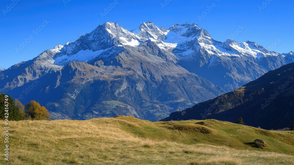 majestic mountain range under a clear blue sky majestic mountain range under a clear blue sky