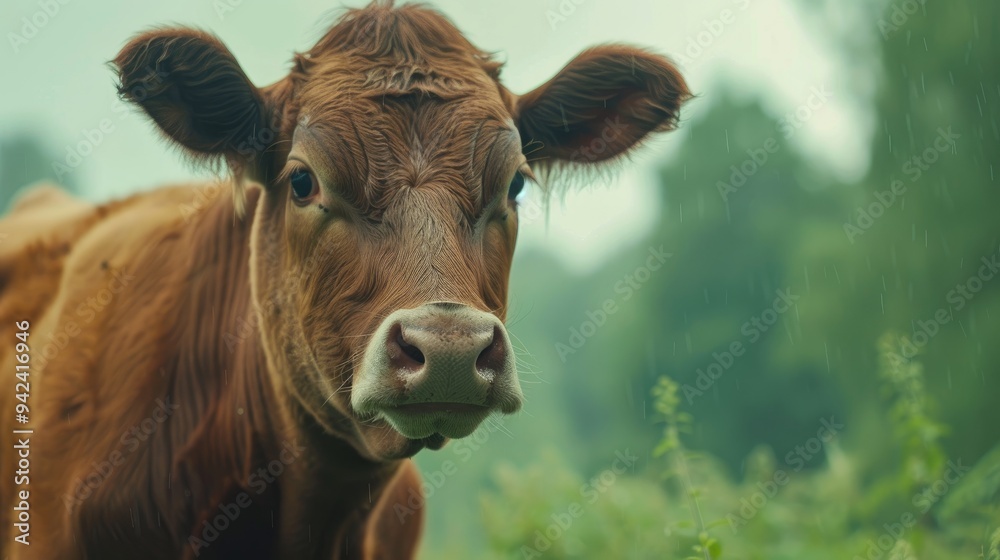 Cow in close up with green backdrop Cow in close up with green backdrop