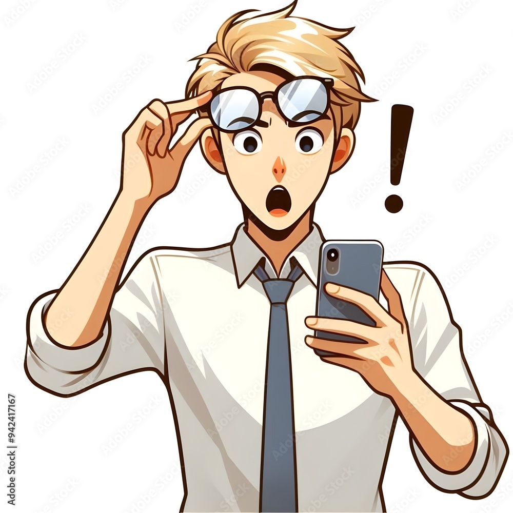 Businessman Surprised at Cellphone. Generative ai