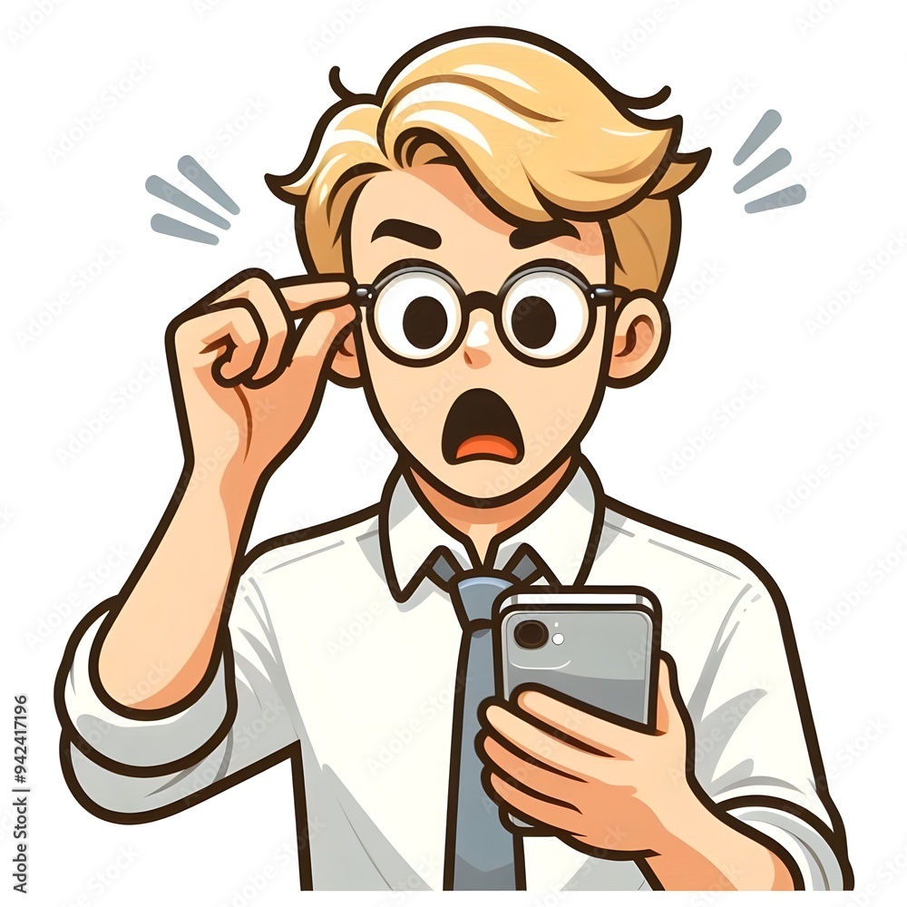 Businessman Surprised at Cellphone. Generative ai Businessman Surprised at Cellphone. Generative ai