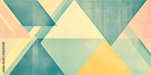 A geometric pattern featuring overlapping pastel triangles and soft lines, arranged in a minimalistic composition