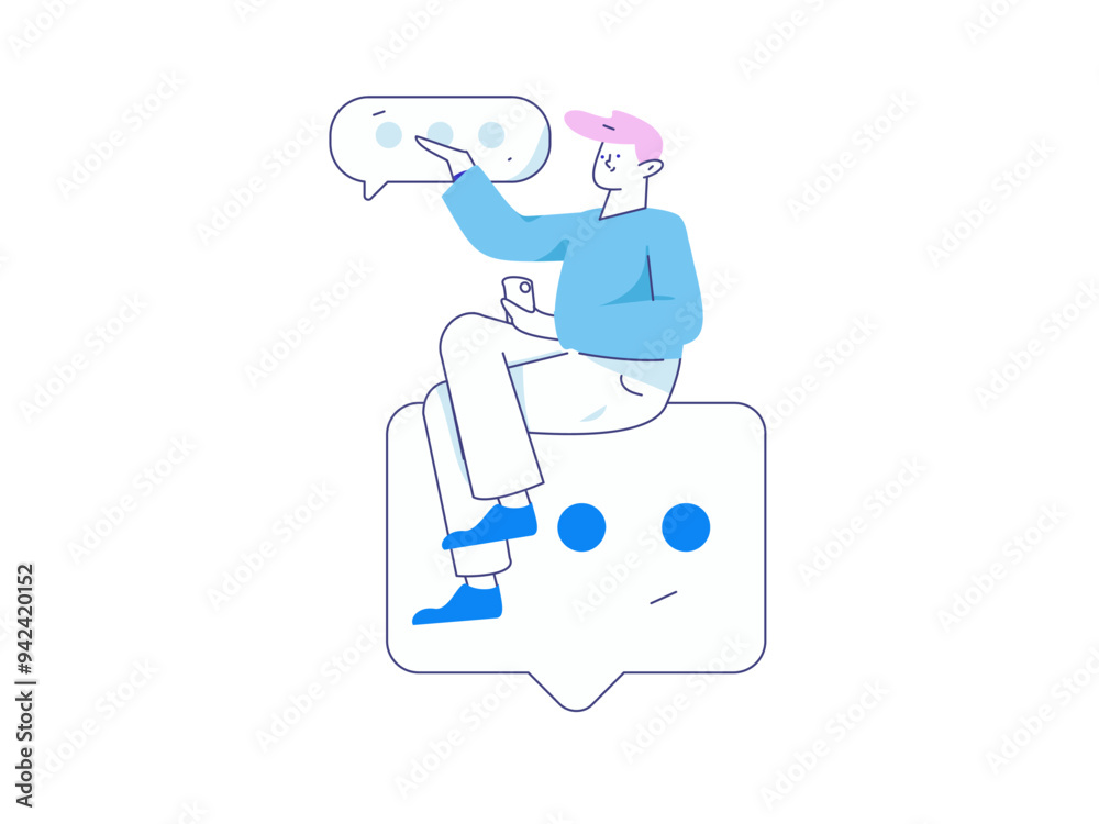 Virtual characters social communication concept business flat vector hand drawn illustration
Virtual characters social communication concept business flat vector hand drawn illustration