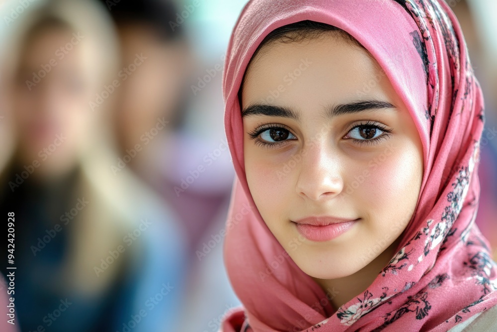 Selective focus on Arab student at school with students and classmates in diverse origins such as Africa, Asian, South America and other origin ideal for diversity concept with generative ai Selective focus on Arab student at school with students and classmates in diverse origins such as Africa, Asian, South America and other origin ideal for diversity concept with generative ai