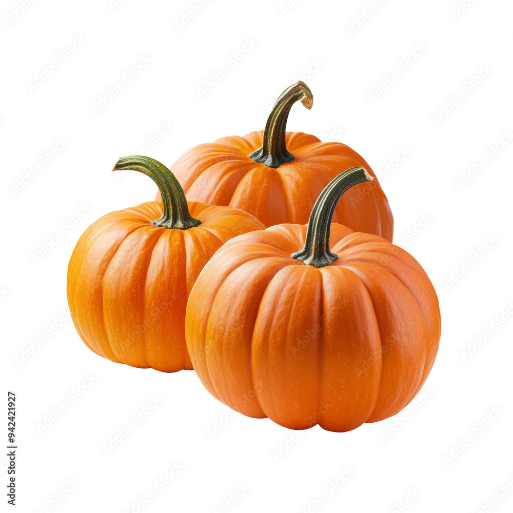 Three Ripe Pumpkins Isolated Three Ripe Pumpkins Isolated
