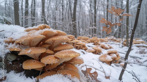 Mushroom species Tubaria furfuracea in winter photo