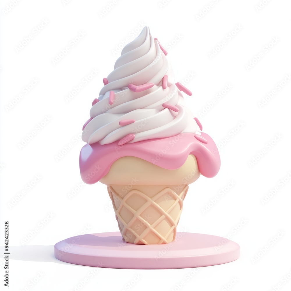 3D design ice cream simple shape white background 3D design ice cream simple shape white background