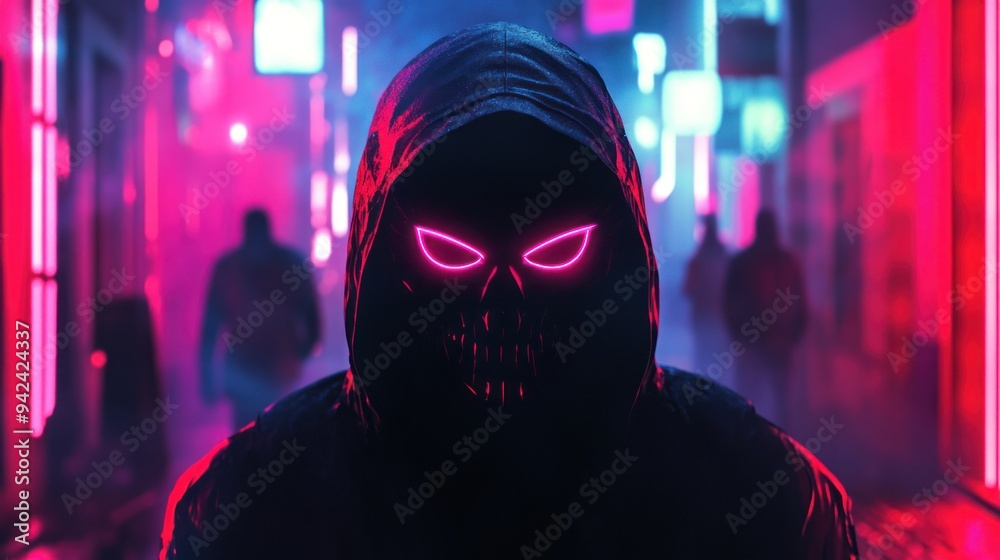 Mysterious Figure in Neon City Mysterious Figure in Neon City