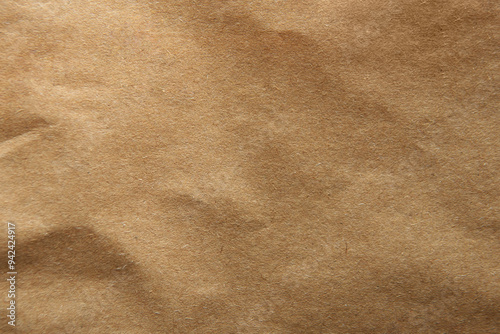 Recyclable kraft creased brown blank paper bag texture minimal background
