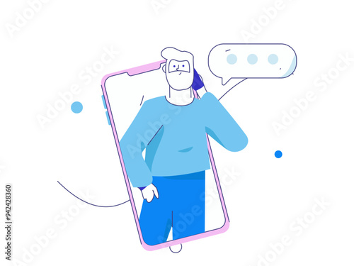 Virtual characters social communication concept business flat vector hand drawn illustration
