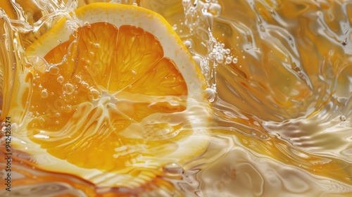 Orange submerged in liquid photo