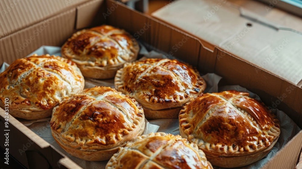 Ossetian pie packaged in a box Ossetian pie packaged in a box