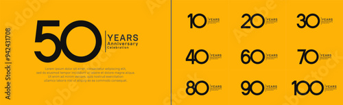 anniversary logo set. vector design black color can be use for special moment