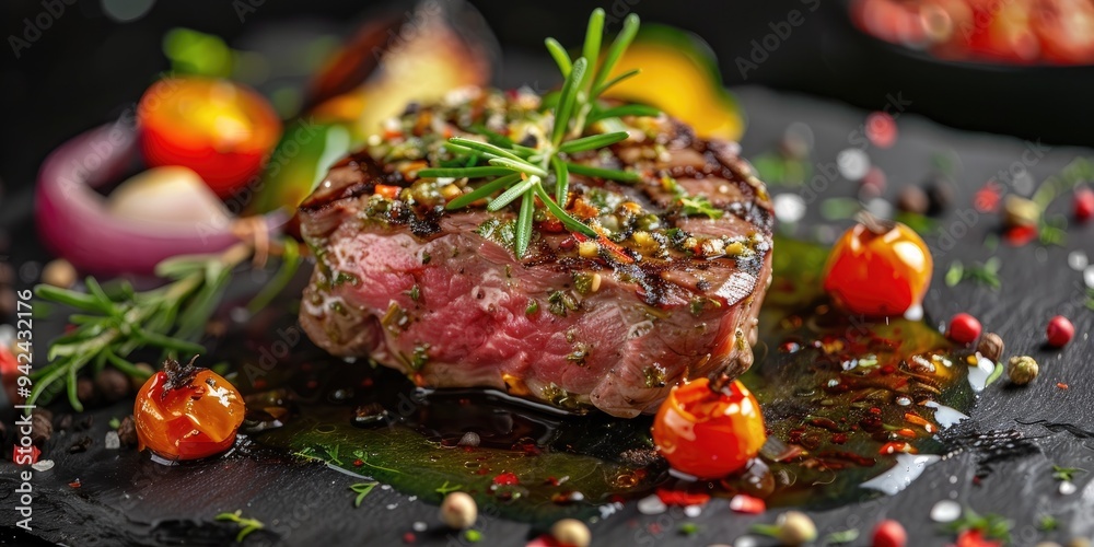 Herb-Crusted Grilled Ribeye Steak Gourmet Entrée Herb-Crusted Grilled Ribeye Steak Gourmet Entrée