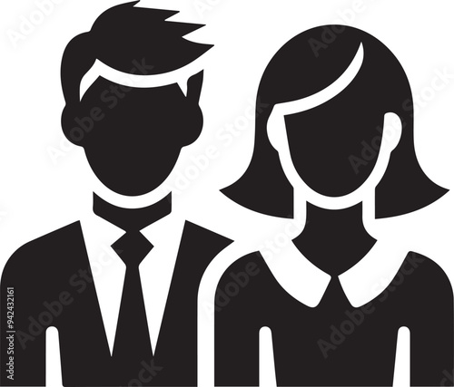 Man and woman icon Vector, Black icon isolated on white background, Man and woman simple silhouette Vector,