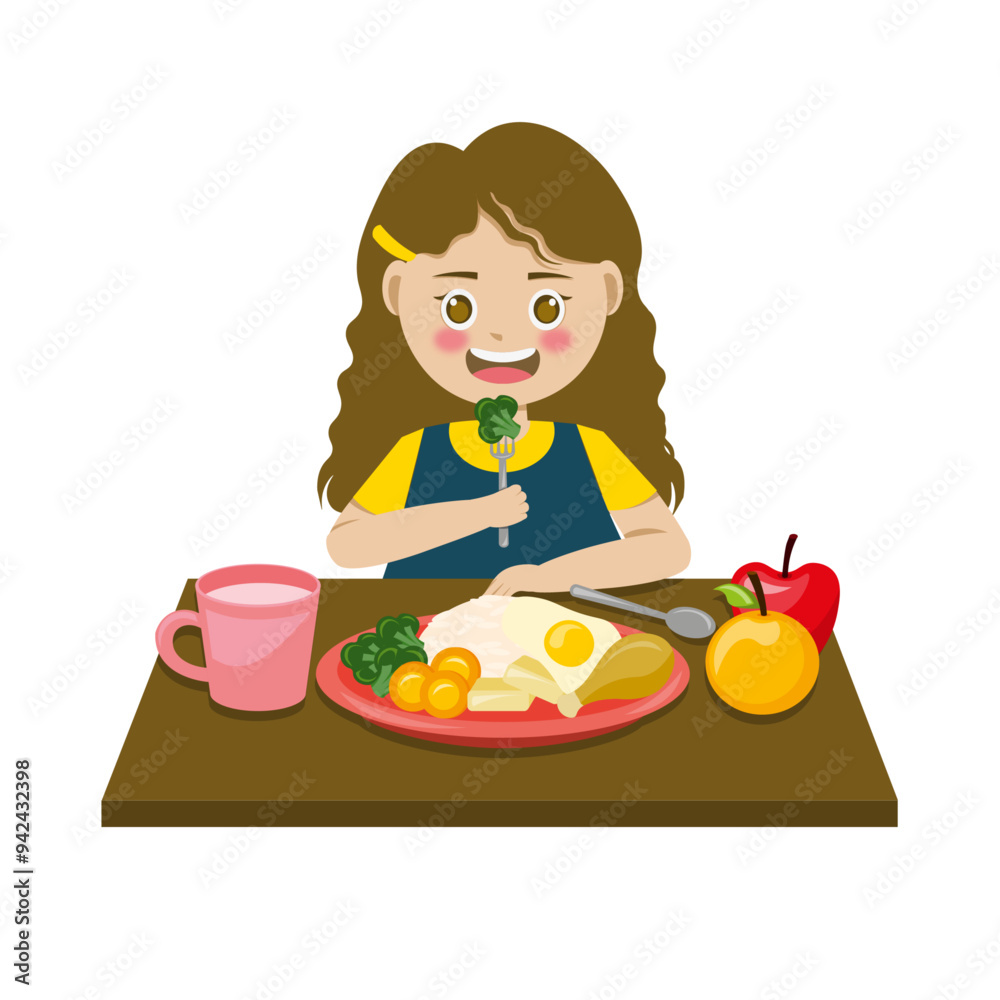 kids eating set of healthy food illustration vector kids eating set of healthy food illustration vector