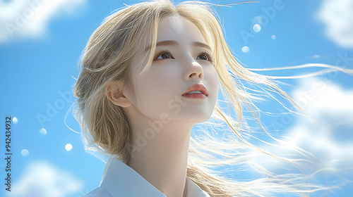 A beautiful young woman wit...