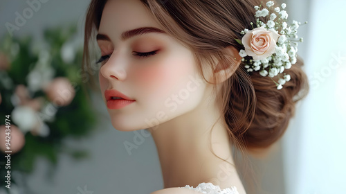 A beautiful young woman wit...