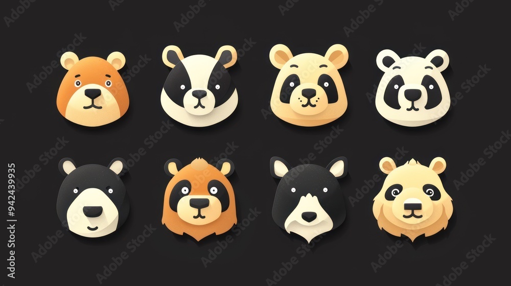 Cute Animal Faces Design. Cute Animal Faces Design.