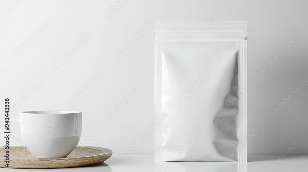 Instant Coffee Bag Mockup: High-Resolution Design Showcase Featuring a Realistic Representation of a Coffee Bag with Customizable Branding and Labeling