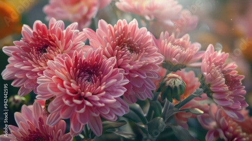 Pink Chrysanthemum in Autumn Horizontal Setting