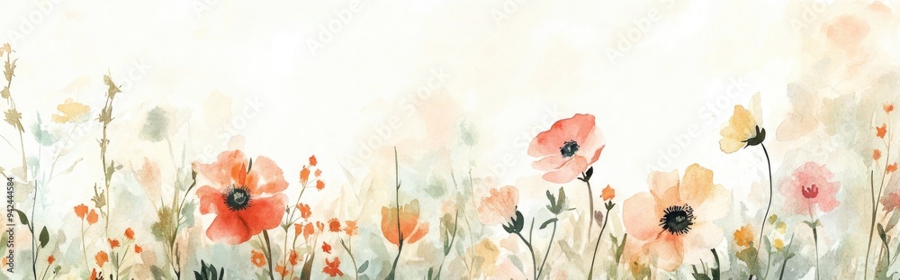 Obraz premium Watercolor floral background illustration