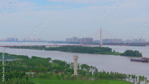 Summer scenery of Hongshan River Beach in Wuhan photo