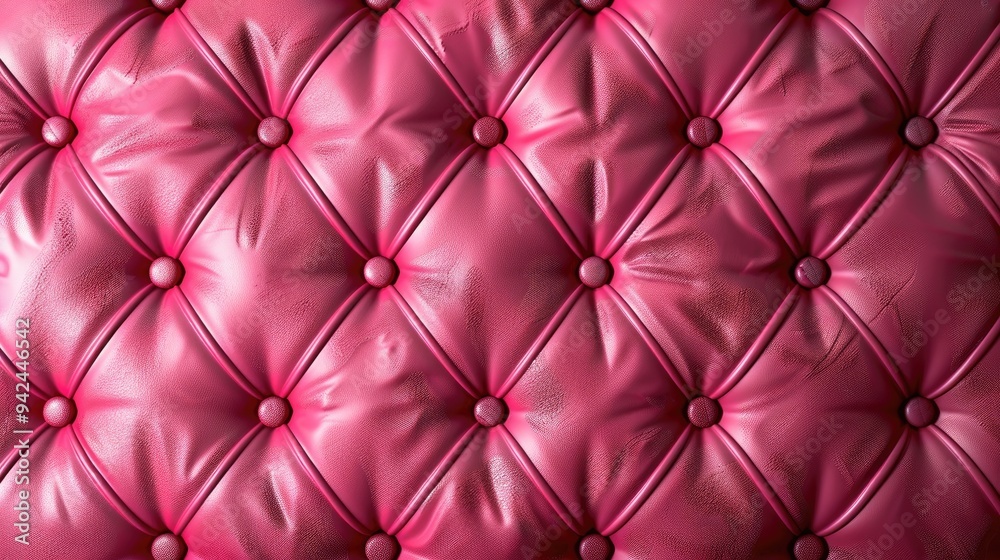 Pink leather wall with button design on padded background Pink leather wall with button design on padded background