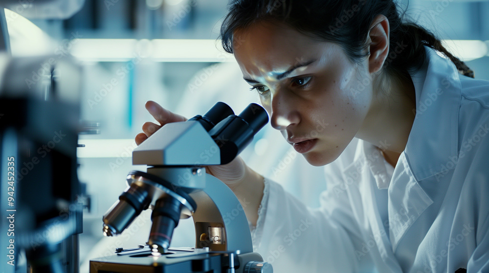 Image of a Female Scientist Using a Microscope Image of a Female Scientist Using a Microscope