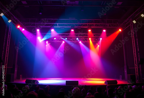 Wallpaper Mural Concert Stage Scenery With Spotlights and Colored Lights Torontodigital.ca