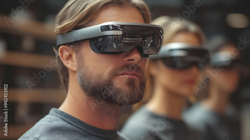 A man wearing futuristic gl...