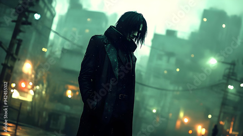 A mysterious man in a long ...