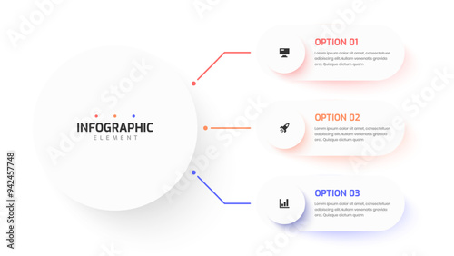 Business Central Circle Infographic Presentation with Minimal Color 3 Circles Option and Icon