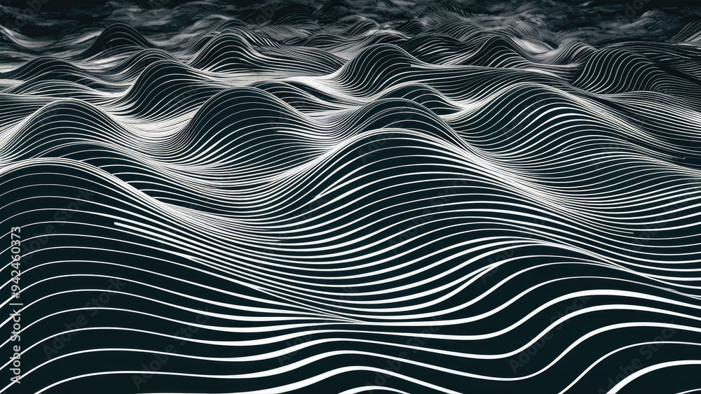 Abstract black and white wave pattern texture background. Digital big data concept in 3D rendering. Abstract black and white wave pattern texture background. Digital big data concept in 3D rendering.
