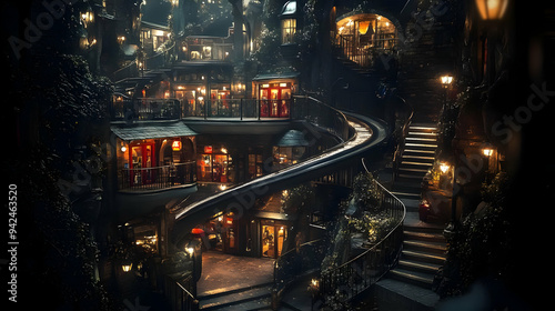A winding staircase leads u...