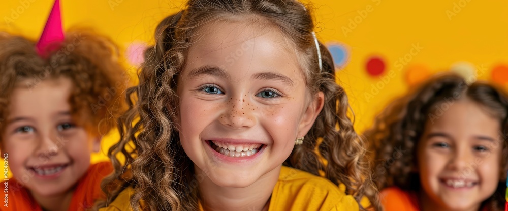 Portrait of a Happy Little Girl at a Birthday Party Portrait of a Happy Little Girl at a Birthday Party