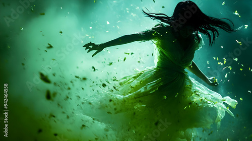 A woman in a white dress, w...