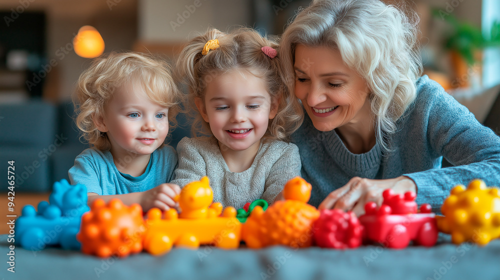 Obraz premium parent and children playing with toys