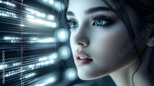 A woman with blue eyes star...
