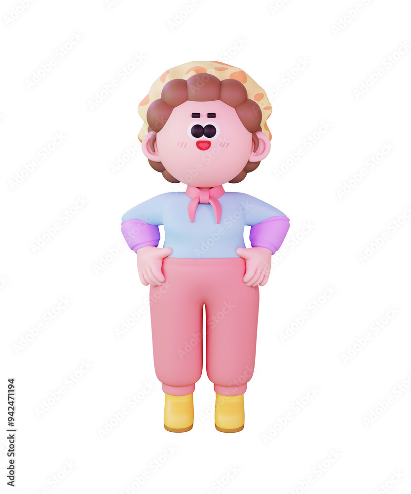 Obraz premium 3D 남성 여성 농부 캐릭터